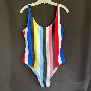 Striped one piece swimsuit